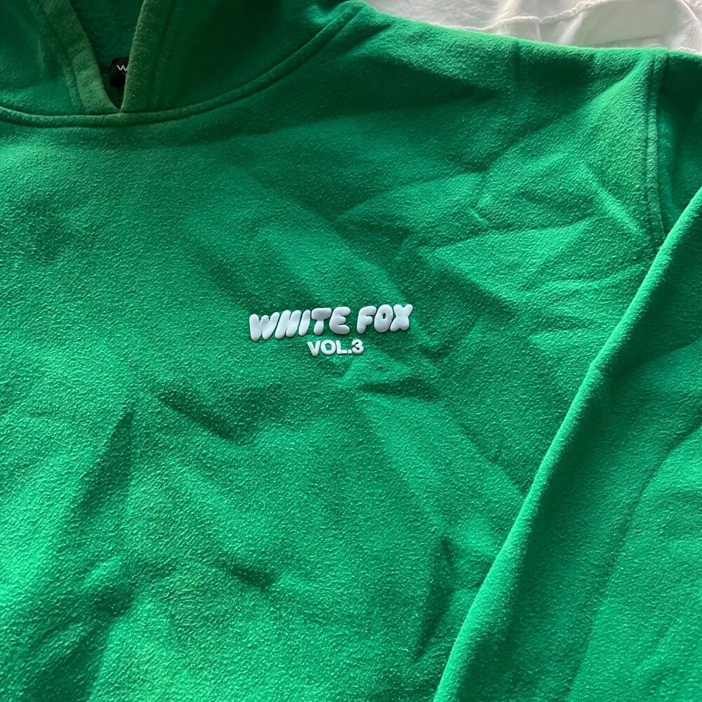 White Fox Boutique Offstage Hoodie Vol.3 Green M/L Womens Oversized Puff Print - Picture 2 of 6